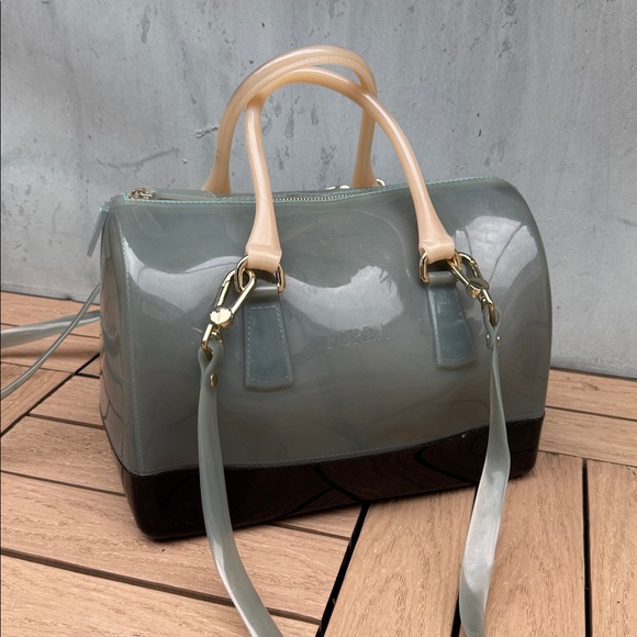 Furla candy jelly Gray black blush satchel bag - Picture 1 of 11